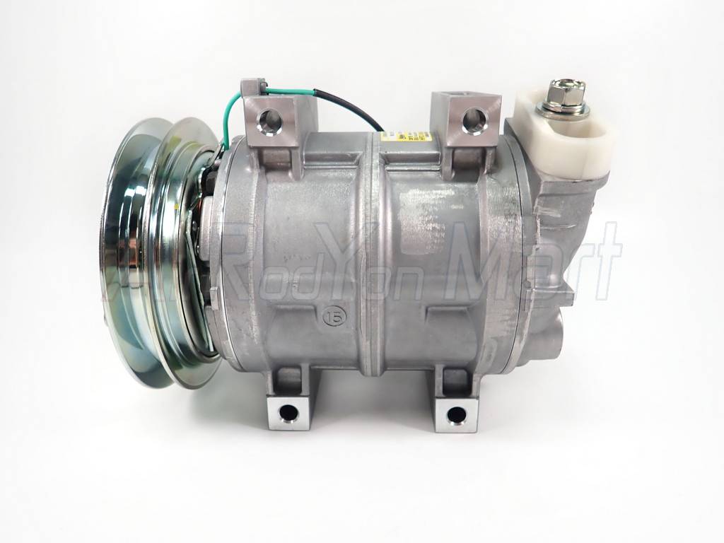 คอมแอร์ Komatsu PC200 พูเล่ 1ร่องB 24V รูใหญ่ หัวแปะบนเอียงขวา Valeo