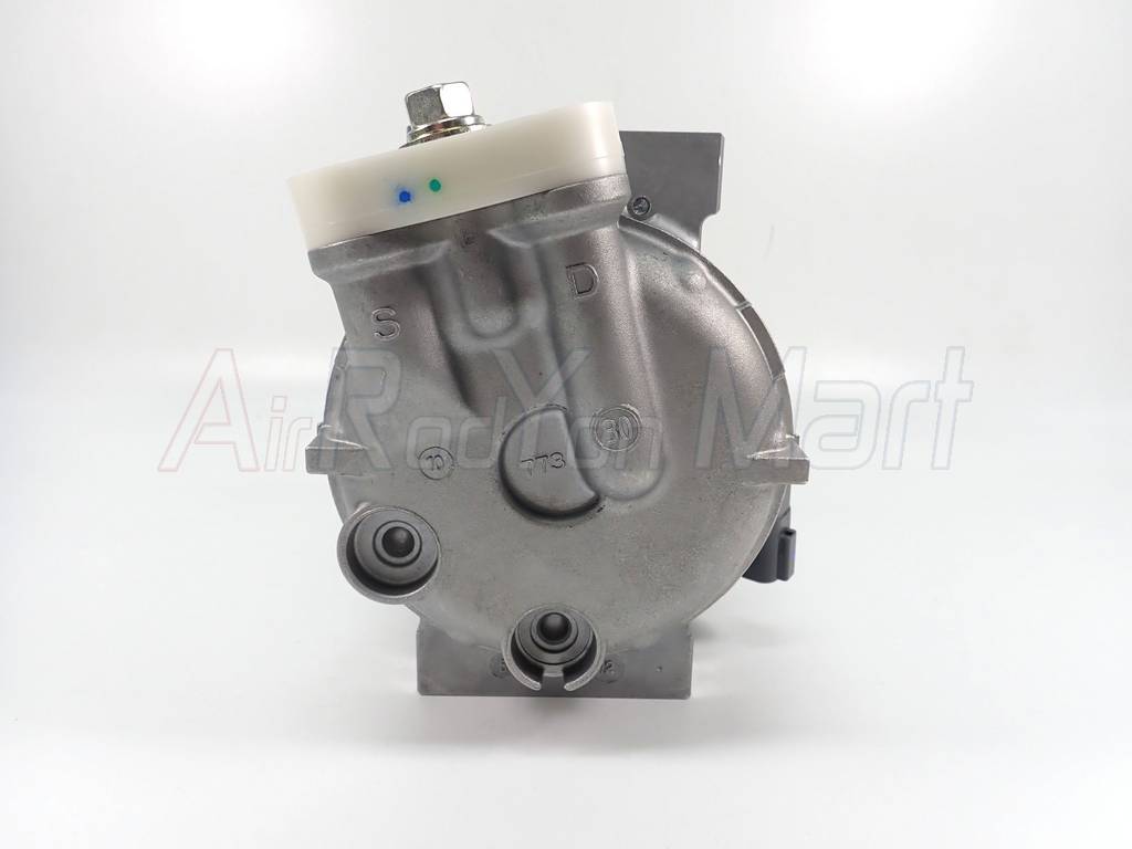 คอมแอร์ Komatsu PC200 พูเล่ 1ร่องB 24V รูใหญ่ หัวแปะบนเอียงขวา Valeo