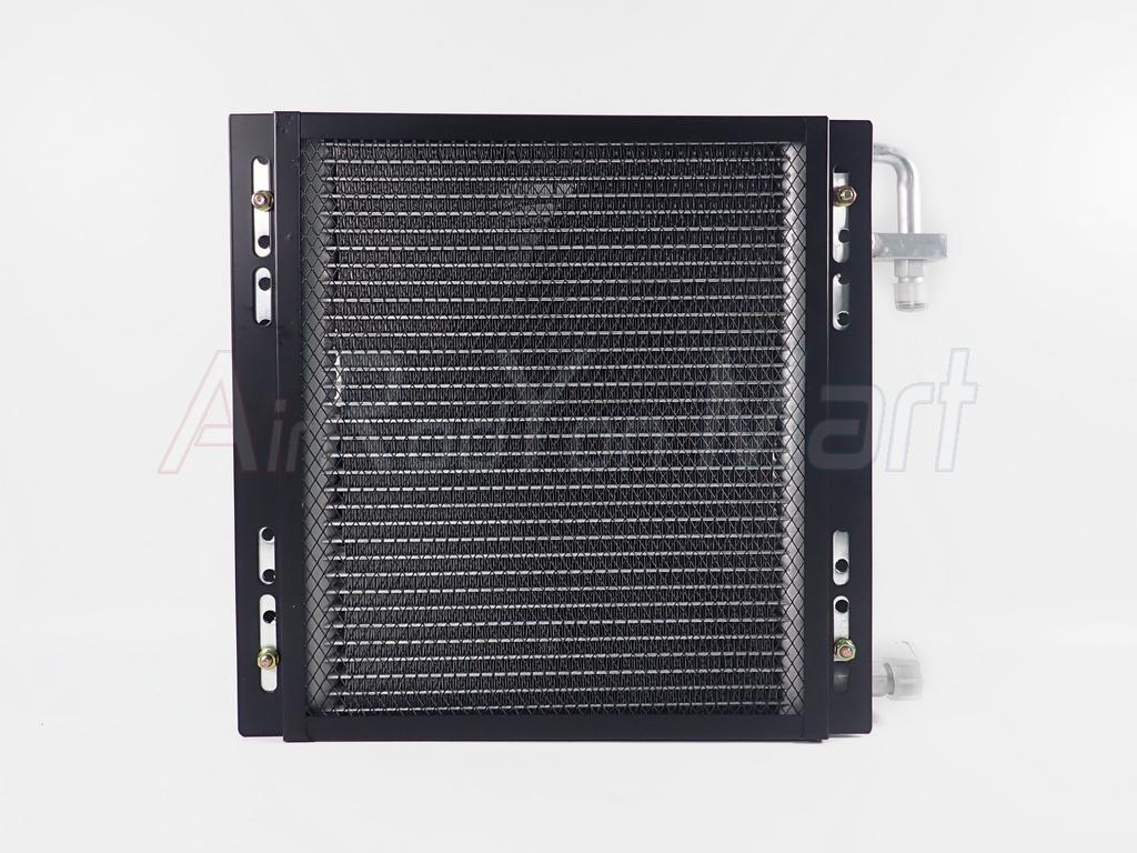 แผงแอร์รถยนต์ ขนาด 14 x 14 นิ้ว หนา 26 มม. หัวโอริง พร้อมพัดลม 24V (พัดลมดูด) พัดลม : 24V แบบดูด