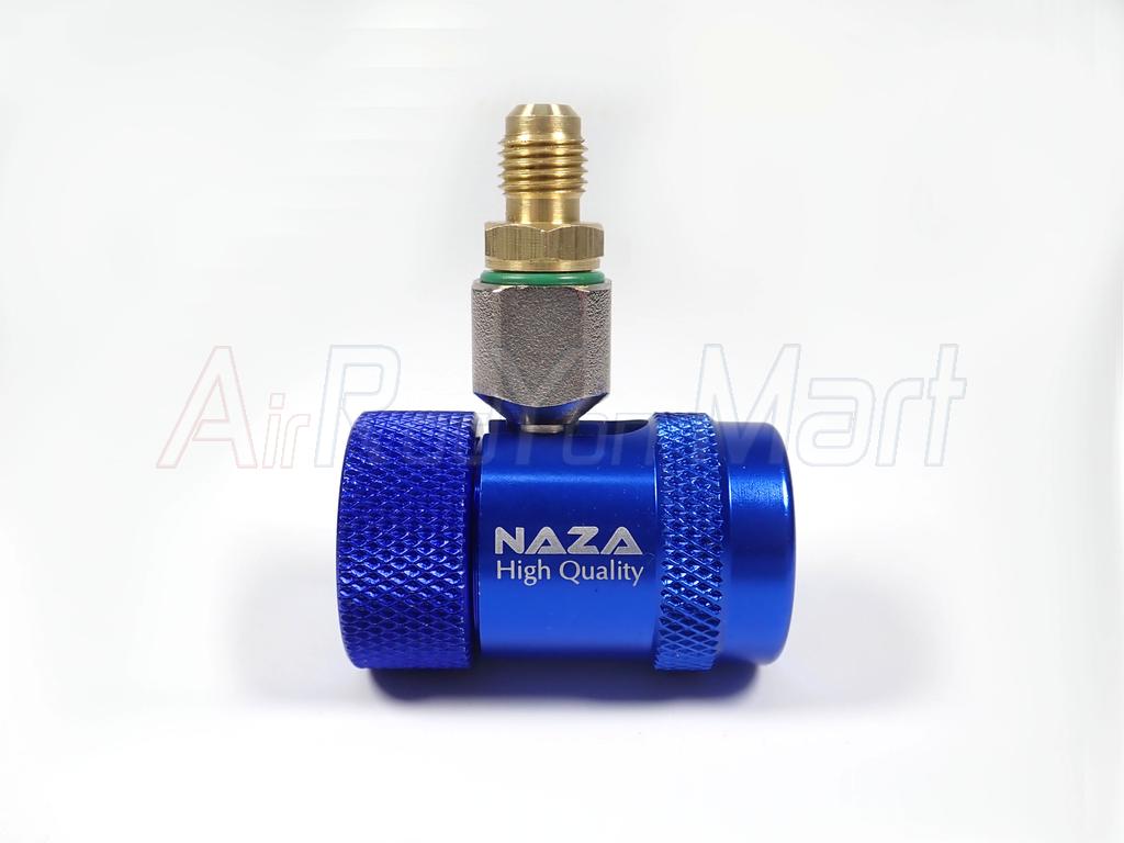 หัวคอปเปอร์ เติมน้ำยาแอร์ R134a แบบหมุน สีน้ำเงิน (ด้าน Low) Naza AC Quick Coupler & Adapter R134a