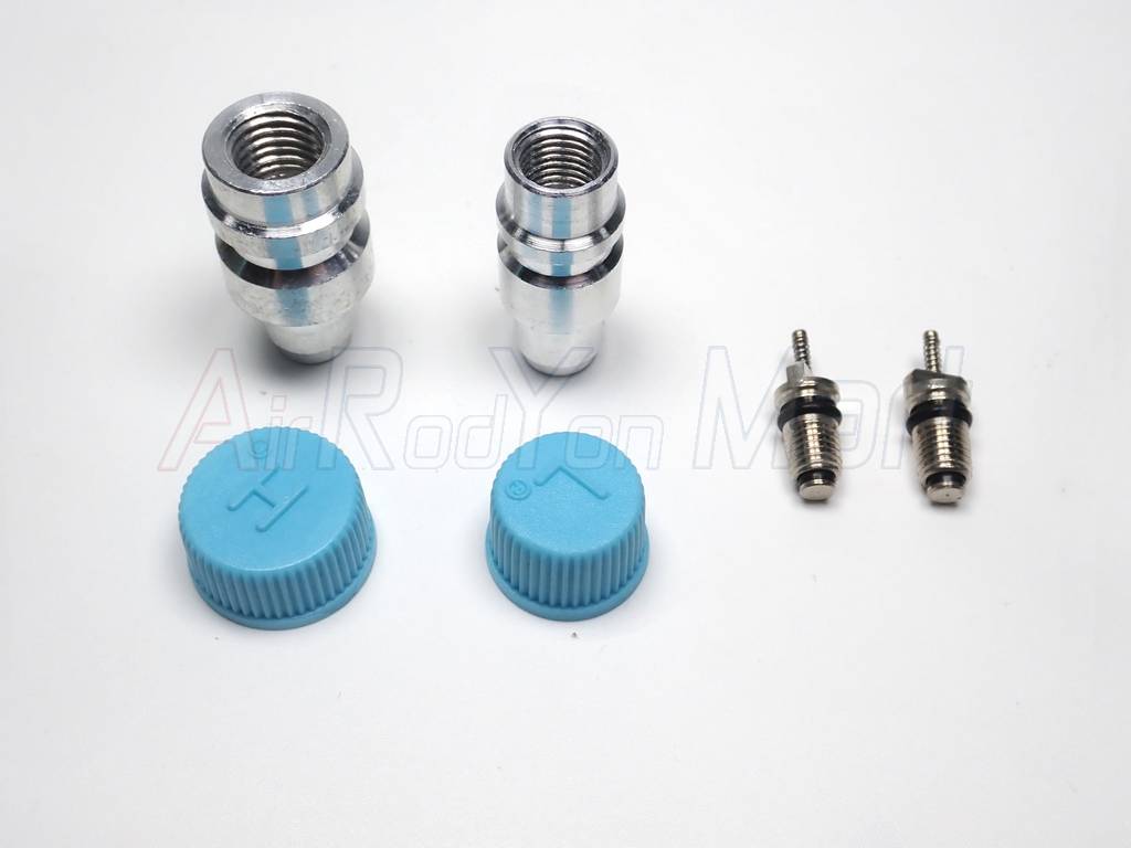 ชุดวาล์วเติมน้ำยาแอร์อลูมิเนียม R134a H-L แบบสำหรับเชื่อม พร้อมศรเติมน้ำยาและฝาปิด