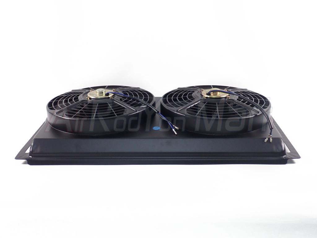 พัดลมคู่ 10 นิ้ว 12V พร้อมโครงกำบังลม 14 x 23 นิ้ว (พัดลมดูด)