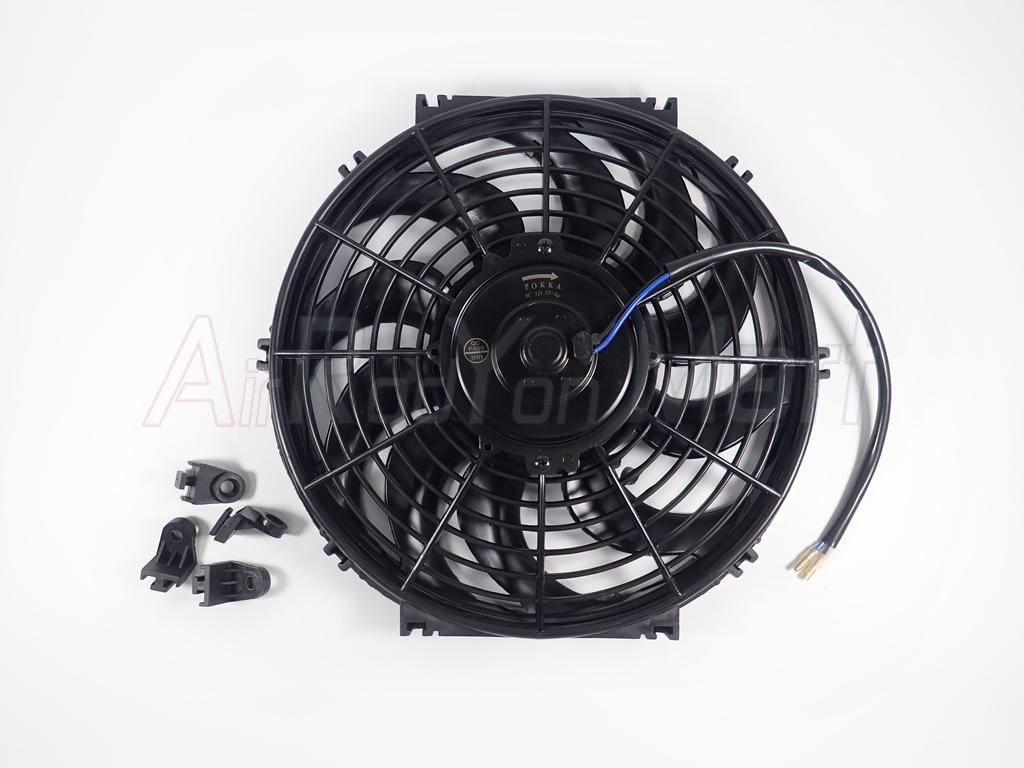 พัดลม 12 นิ้ว 10 ใบ 12V (ใบโค้งS แบบเป่าแผง) ระบบไฟ DC 12V 80W