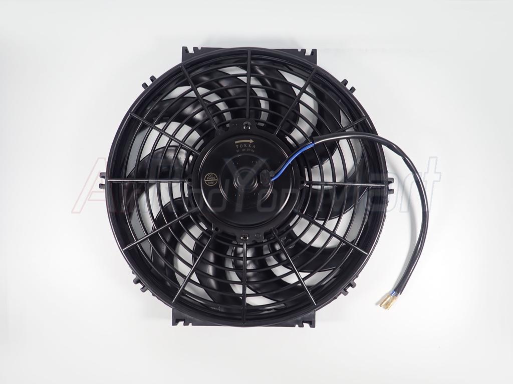 พัดลม 12 นิ้ว 10 ใบ 12V (ใบโค้งS แบบเป่าแผง) ระบบไฟ DC 12V 80W