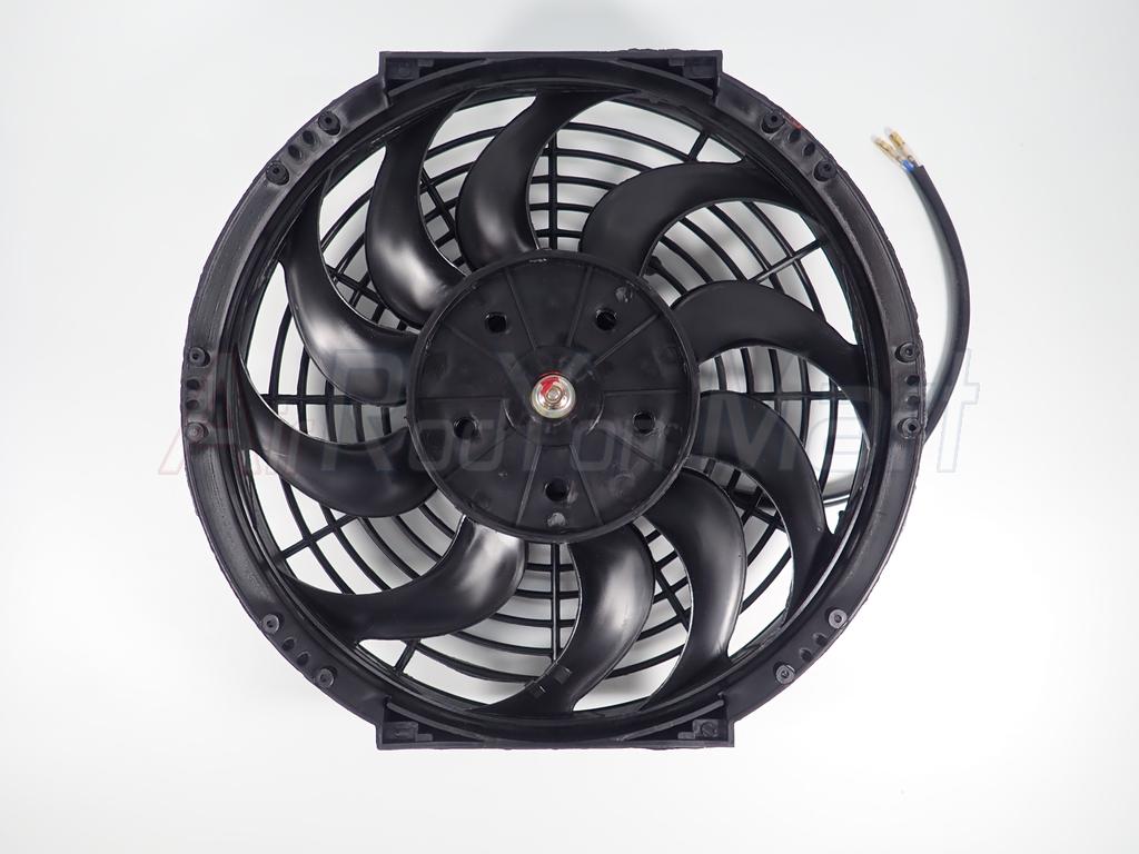 พัดลม 12 นิ้ว 10 ใบ 12V (ใบโค้งS แบบเป่าแผง) ระบบไฟ DC 12V 80W