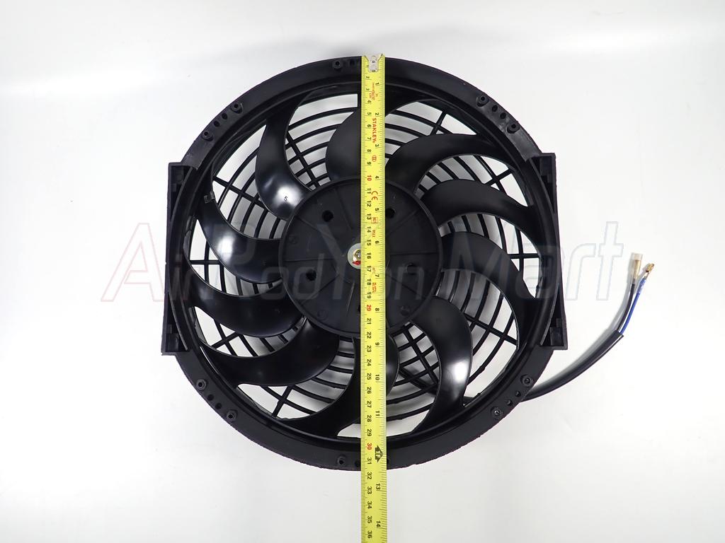 พัดลม 12 นิ้ว 10 ใบ 12V (ใบโค้งS แบบเป่าแผง) ระบบไฟ DC 12V 80W