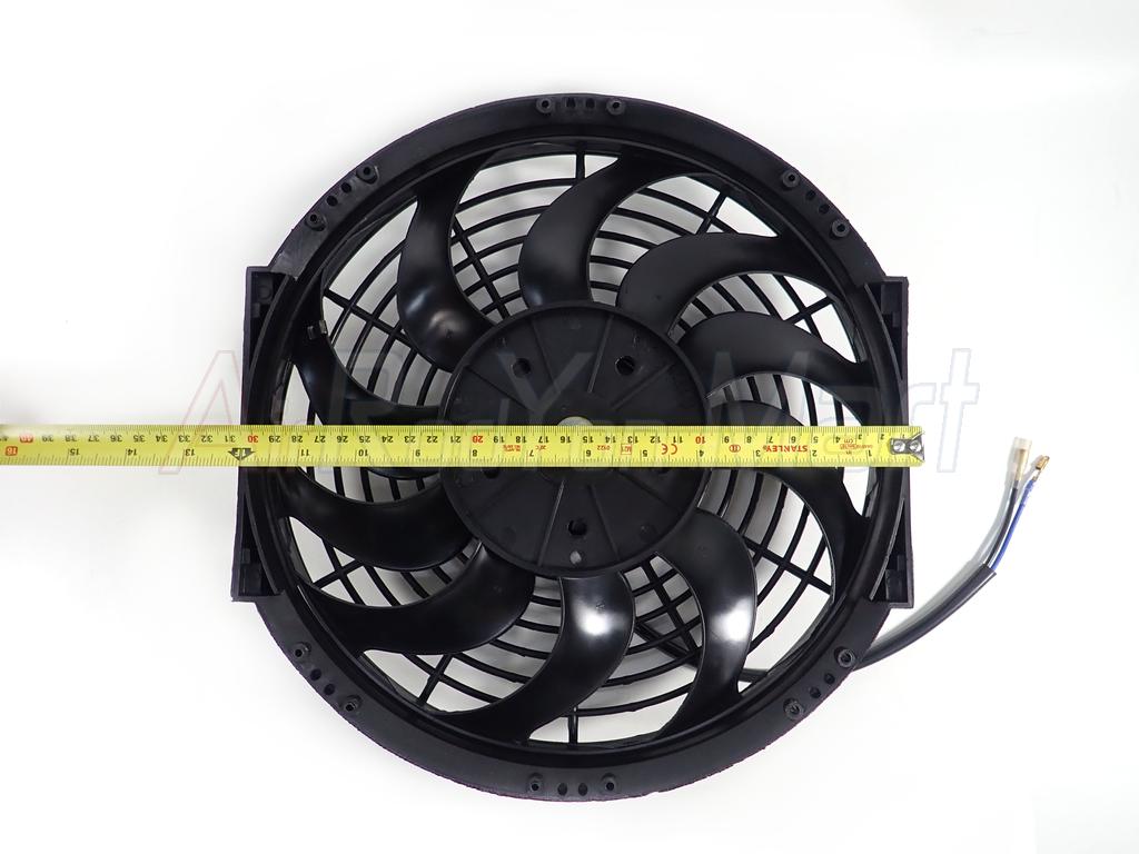 พัดลม 12 นิ้ว 10 ใบ 12V (ใบโค้งS แบบเป่าแผง) ระบบไฟ DC 12V 80W