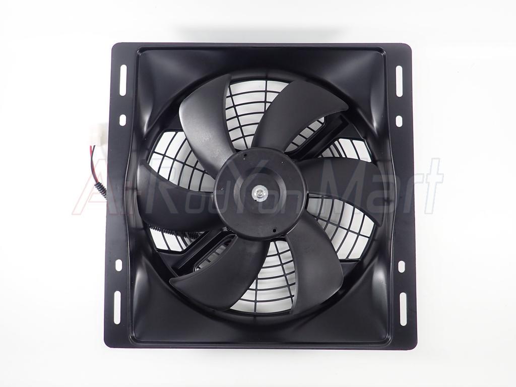 พัดลม 12 นิ้ว 6 ใบ 24V พร้อมกำบังลม 14x14 นิ้ว (พัดลมดูด 24V)